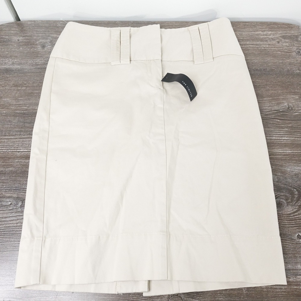 NWT THE LIMITED STONE KHAKI BEIGE CHINO SKIRT WOMENS SIZE 2 NEW!